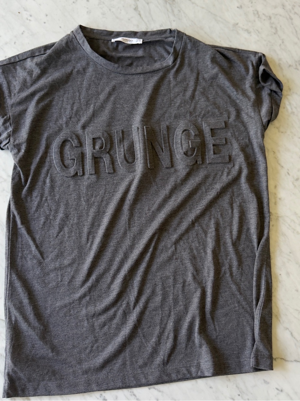 Mango GRUNGE Graphic Tee - Charcoal